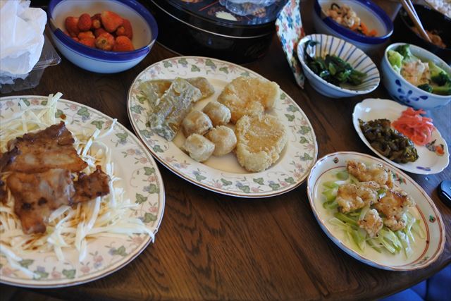 [画像がありません]鶏ハムカツ、里芋のから揚げ、干し芋の天ぷら他（5月19日）