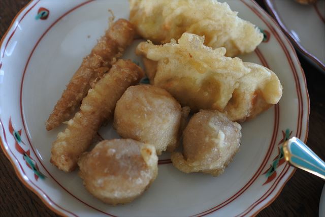 [画像がありません]ひめ筍と里芋の天ぷら、糸こんにゃく、いか納豆ほか（6月9日）
