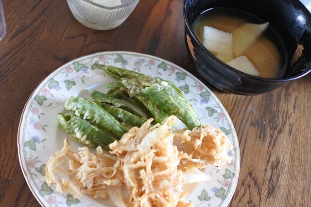 [画像がありません]パスタとハンバーグディナー、切り干し大根の天ぷら（8月13日）