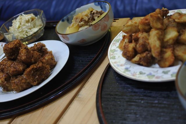 [画像がありません]豆腐のおかか揚げと餃子の夕食（9月8日）