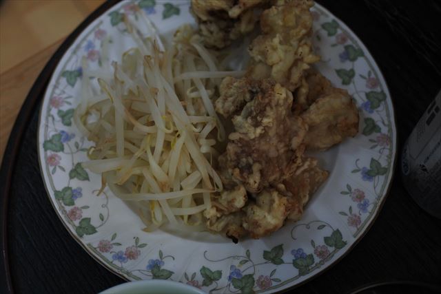 [画像がありません]小松菜と揚げの煮物、豚肉の天ぷら（11月21日）