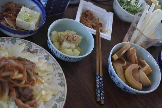 [画像がありません]筍、じゃがいも、豆腐。ヘルシーな夕食です（4月14日）