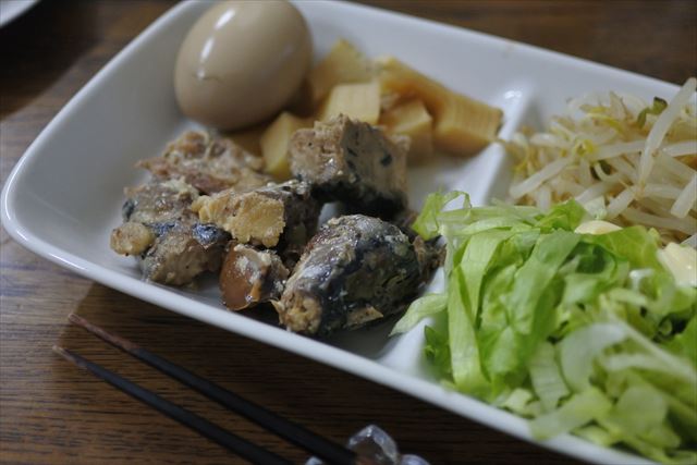 [画像がありません]ミニかつ、煮卵などの夕食（5月13日）